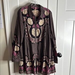 Free People Floral Patterned Long Sleeve Dress